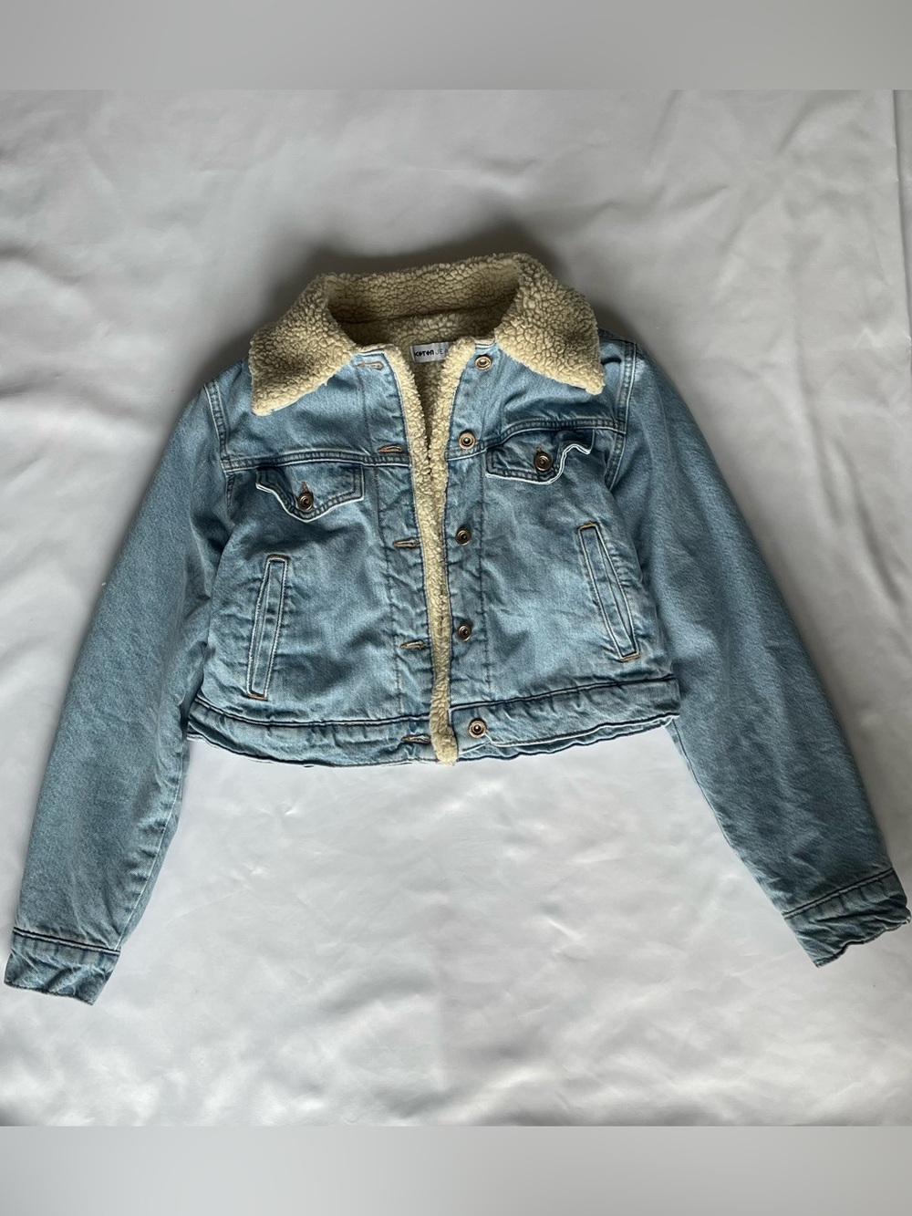 Light Blue Sherpa-Lined Denim Jacket